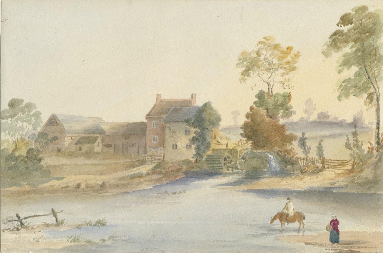 Seisdon Mill：水彩画、ND [1844] 作： ヘンリー・ジェームズ・ノイエス
