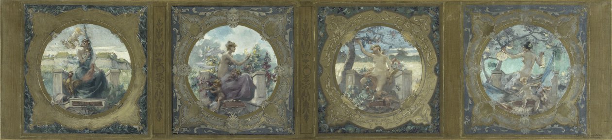 パリのオテル・ド・ヴィルにあるギャラリー・ロバウのためのスケッチ：レ・シャン：1890年、キャンバスに油彩。 作： アンリ・ジャン・ルイ・ブーロー