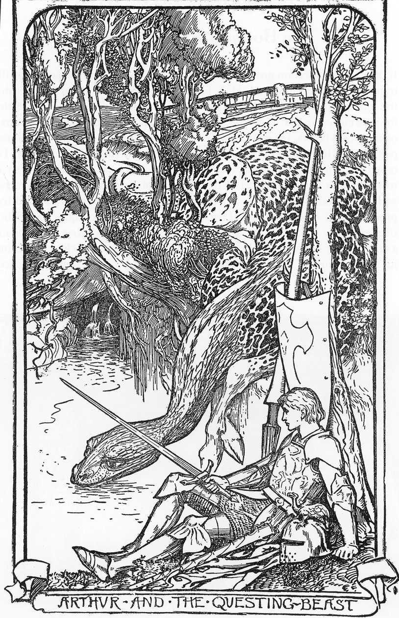 Rei Arthur e a Besta em busca Ilustração de HJ Ford (1860-1940) de “The book of romance” 1902 Coleção particular 作： ヘンリージャスティスフォード