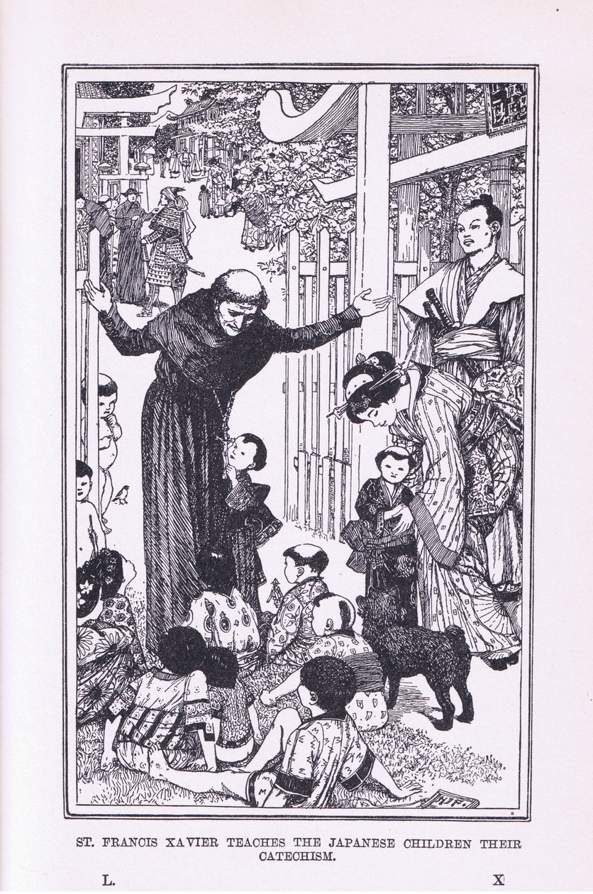 セントフランシスザビエル、1912年に日本の子供たちに自分のカテキを教える 作： ヘンリージャスティスフォード