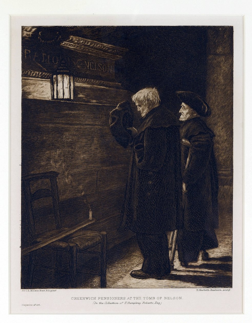 ホレイショ・ネルソン（1758-1805）の墓から採取されたグリニッジ病院の2人の住民。 作： ヘンリーマクベスレイバーン