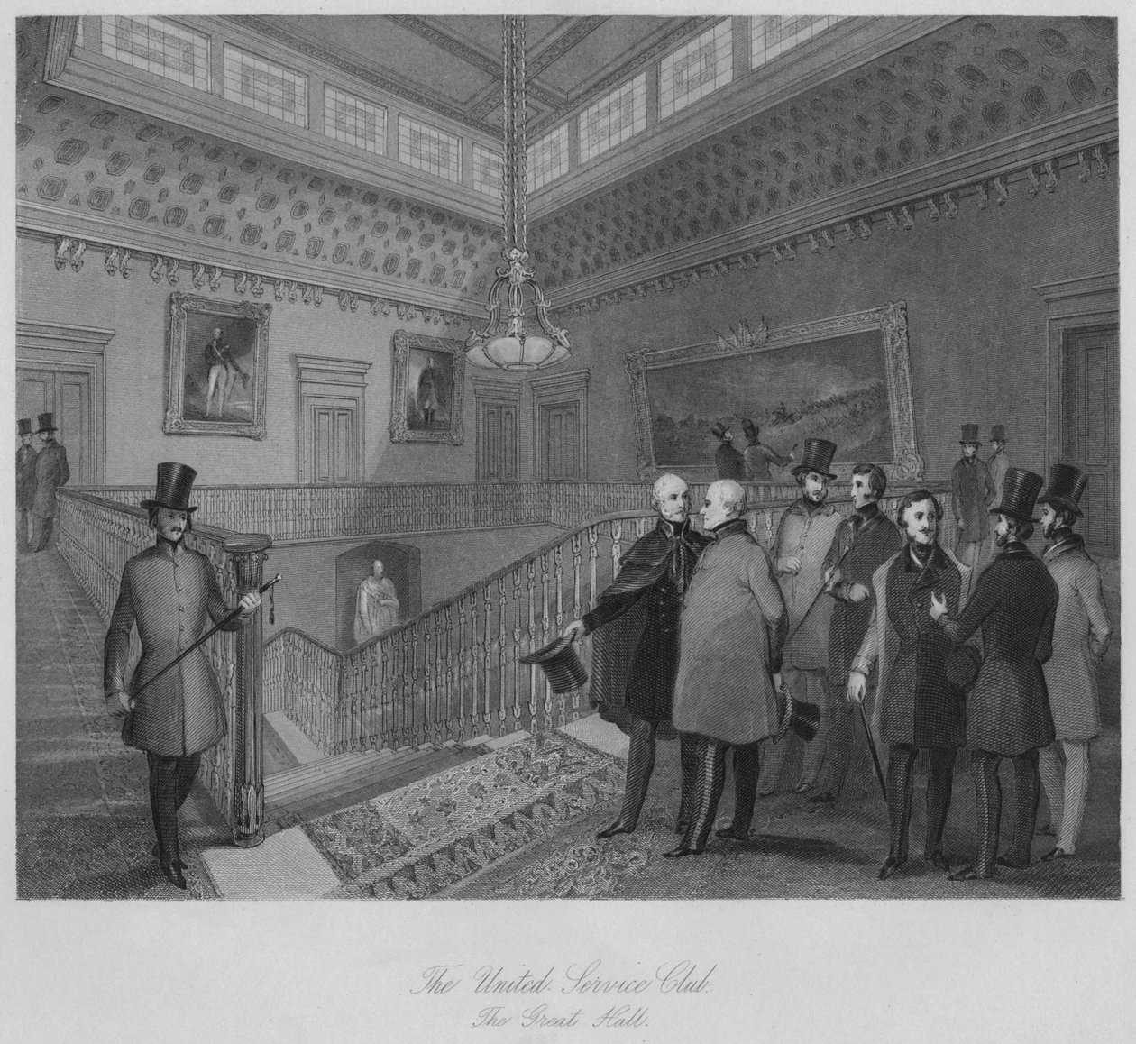 ユナイテッドサービスクラブ。グレートホール、c1841 作： ヘンリー・メルヴィル