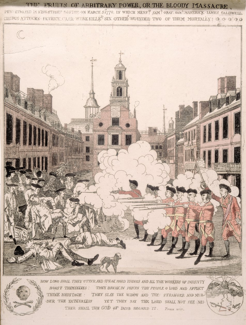 ボストンの虐殺、1770年3月5日 作： ヘンリー・ペルハム
