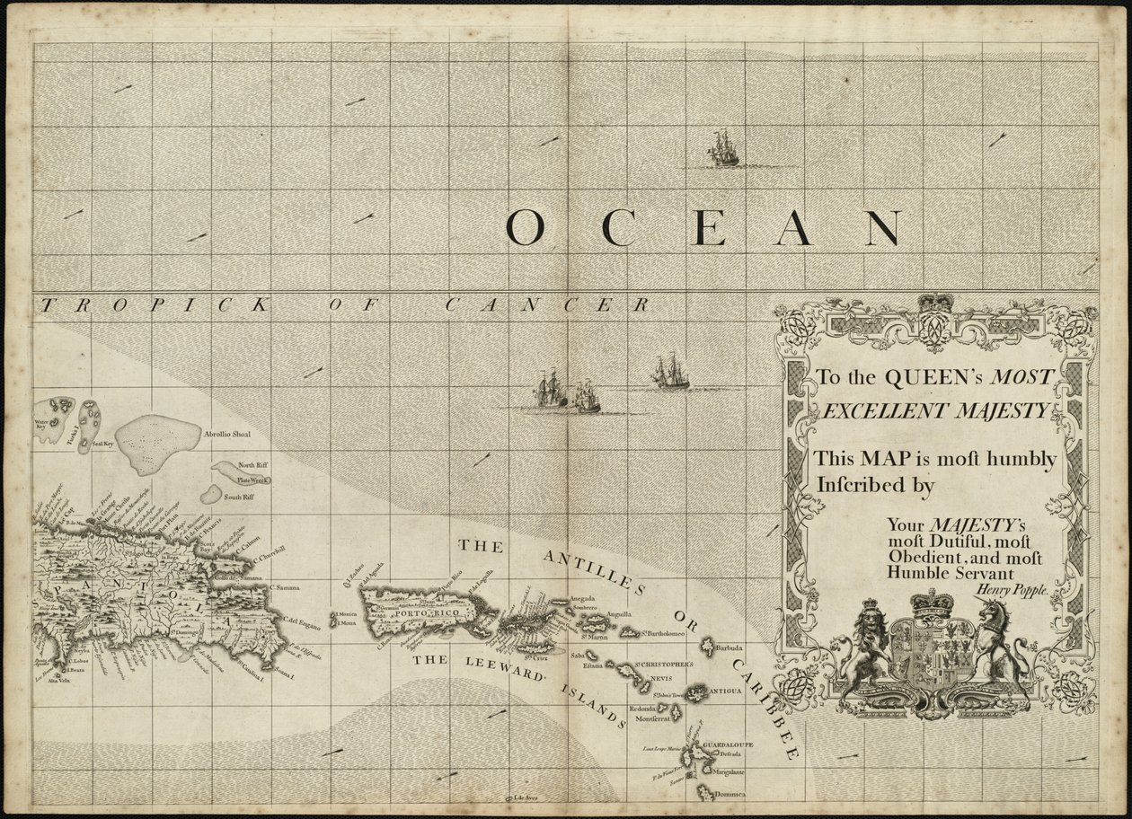 フランスとスペインの入植地が隣接するアメリカの大英帝国の地図 作： ヘンリー・ポップル