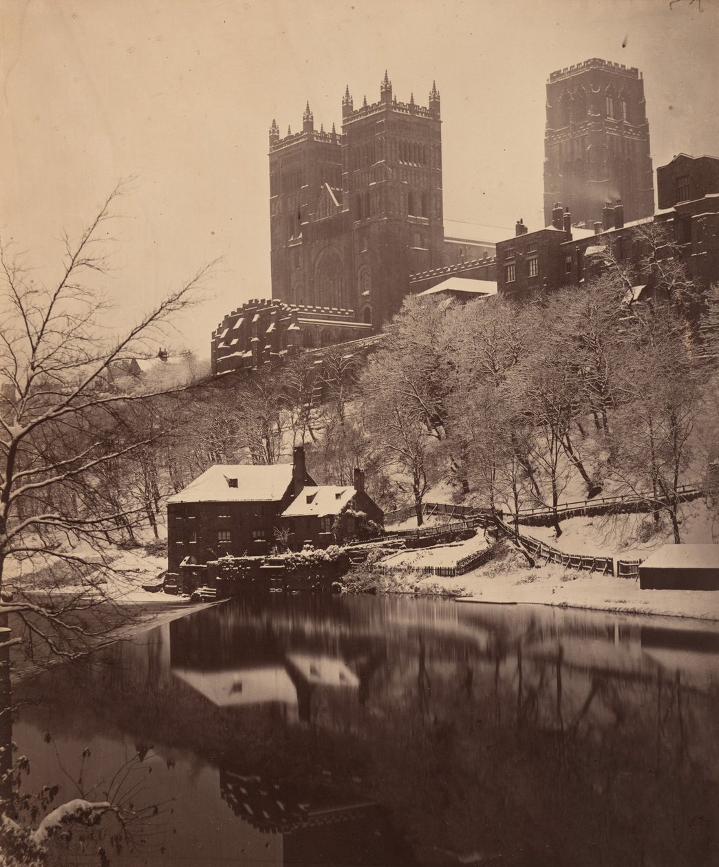 冬のダラム大聖堂,c.1857年（写真） 作： ヘンリー・ホールデン牧師