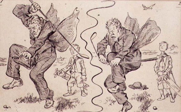 ゴルフコースでのフラストレーション（1870年頃発行の雑誌「グラフィック」のイラスト）（リトグラフ 作： ヘンリー・サンダーコック