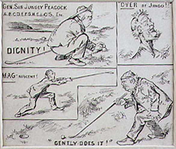 1870年頃に発行された雑誌「Graphic」のイラスト「Golfing Moves」(リトグラフ) 作： ヘンリー・サンダーコック