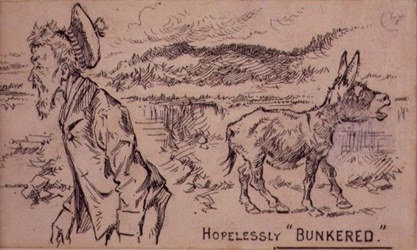 Hopelessly Bunkered（1870年頃に発行された雑誌「Graphic」に掲載されたイラスト）（リトグラフ版 作： ヘンリー・サンダーコック