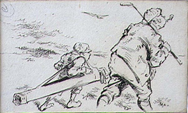 1870年頃に出版された雑誌「Graphics」のイラスト「The Bumbling Golfer」（リトグラフ版） 作： ヘンリー・サンダーコック