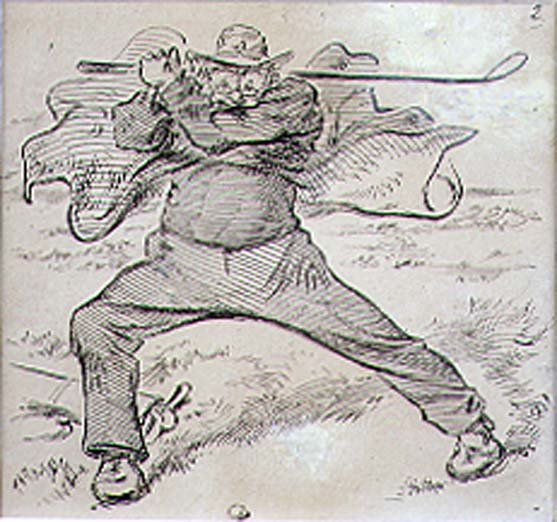 The Chaotic Golfer」（1870年頃に発行された雑誌「Graphic」のイラスト）（リトグラフ版 作： ヘンリー・サンダーコック