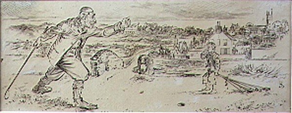 The Furious Golfer」（1870年頃に発行された雑誌「Graphic」のイラスト）（リトグラフ版 作： ヘンリー・サンダーコック