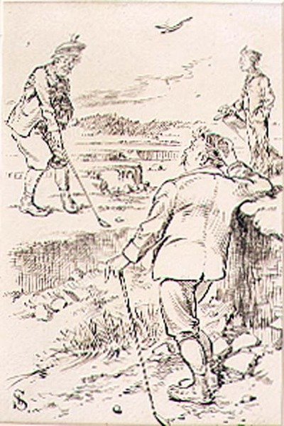 The Winning Golfer（1870年頃発行の「Graphic」誌のイラスト）（リトグラフ版 作： ヘンリー・サンダーコック
