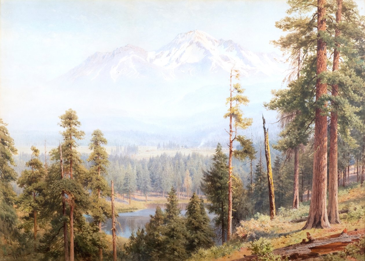シャスタ-雪雲、カリフォルニア州、1910年頃（水彩画） 作： ヘンリー・サットン・パーマー