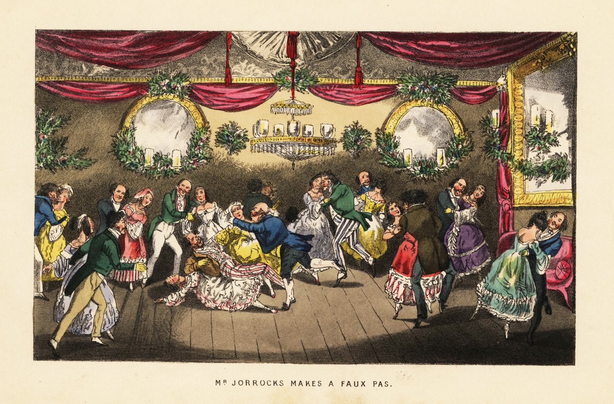 パリの高級舞踏会のワルツで衝突するダンサーたち