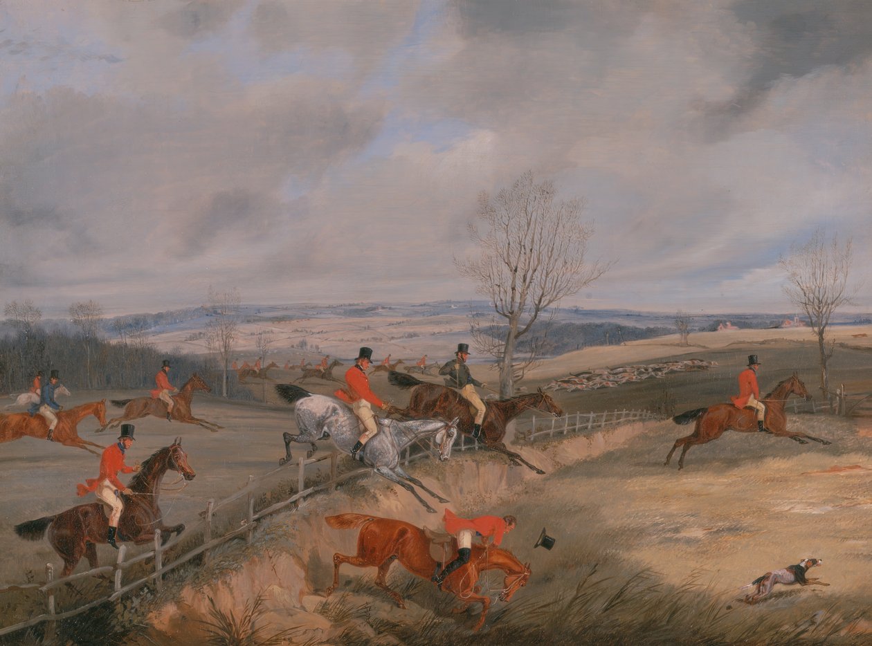 狩猟シーン：カバーを描く、約。 1840年。 作： ヘンリー・トーマス・アルケン