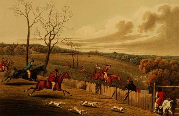 Stag Hunting, aquatinted bt I. Clark, pub. by Thomas McLean 作： ヘンリー・トーマス・アルケン