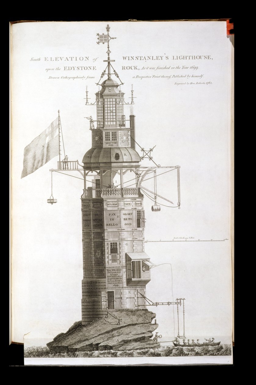 ヘンリーロバーツによって彫刻されたエディストーン灯台（fl.1762）、1762 作： ヘンリー・ウィンスタンリー