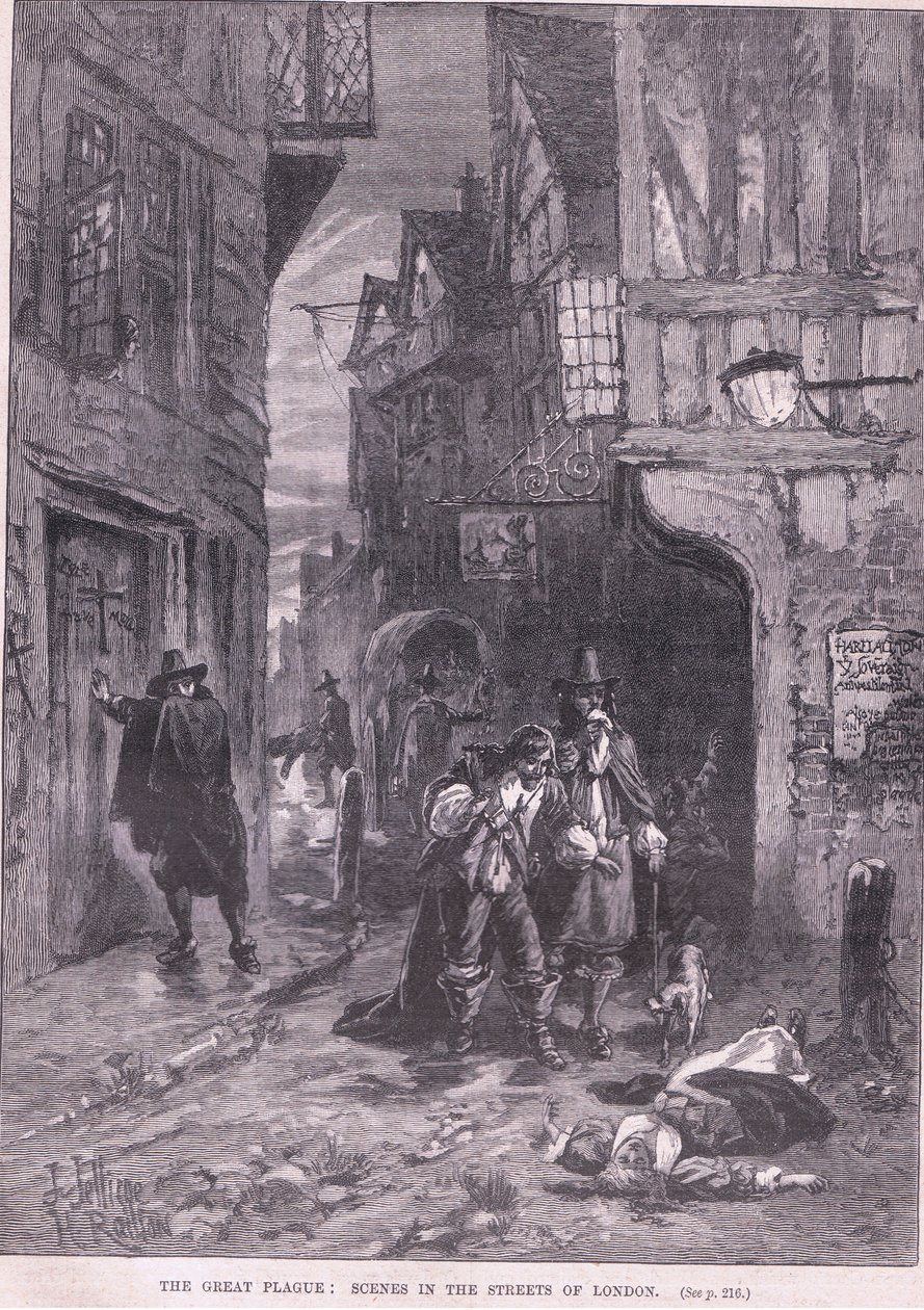 大疫病：ロンドンAD 1665の路上でのシーン 作： ハーバート・レイルトン