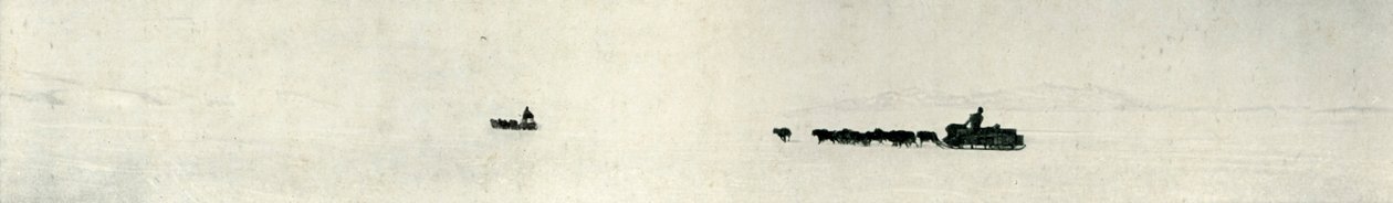 バリアに向かって疾走する犬、c1911、1913 作： ハーバート・ポンティング
