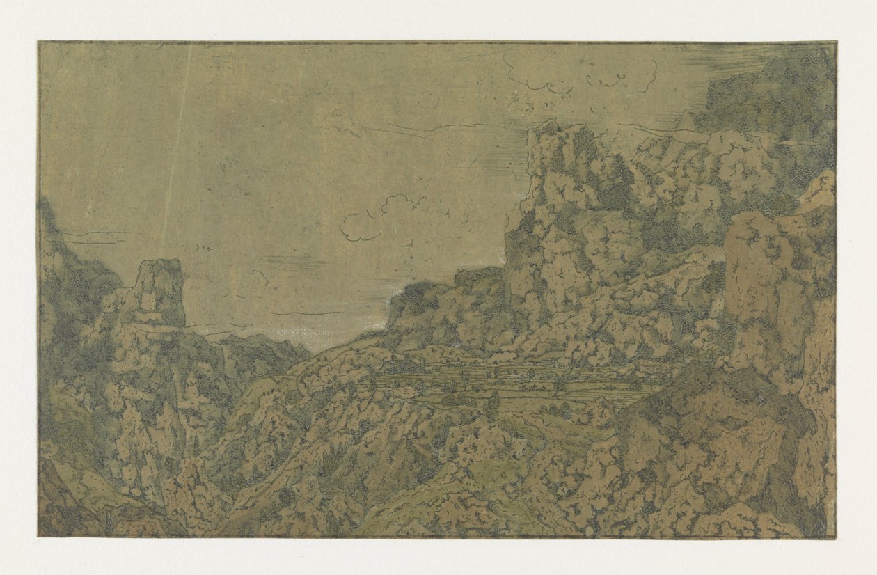 高原のある山の風景、c。 1625〜30 作： ヘラクレス・セガーズ