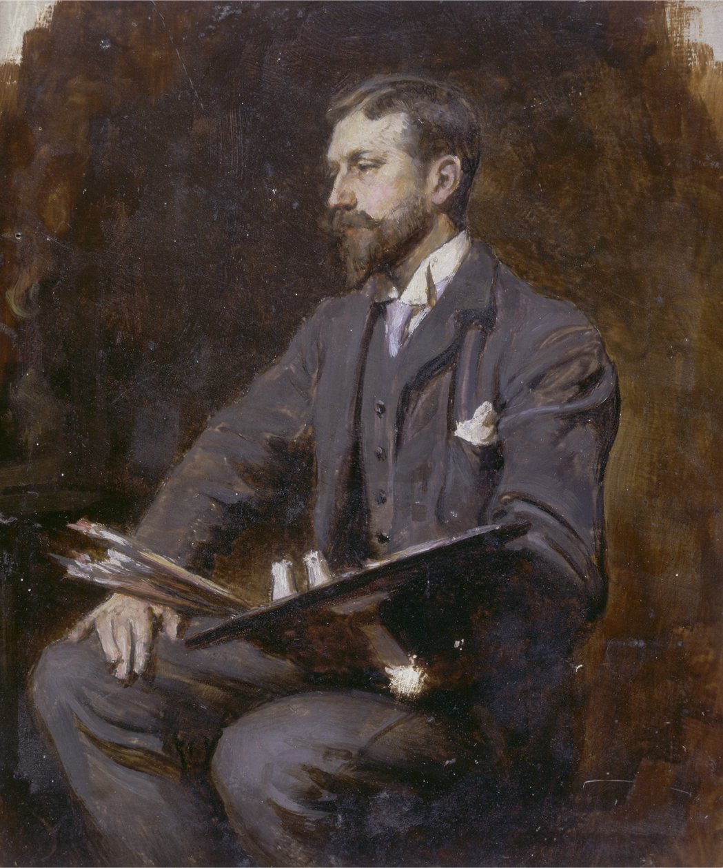 可能性のある自画像、c.1890-1900 作： ハーマン・ギュスターヴ・ヘルコマー