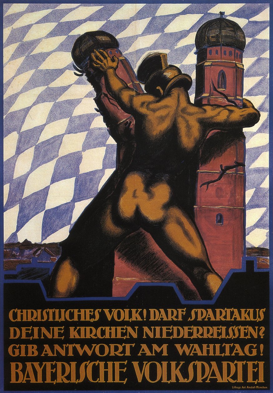 キリスト教徒！ スパルタクスはあなたの教会を取り壊すでしょうか, 1919 作： ヘルマン・ケイメル