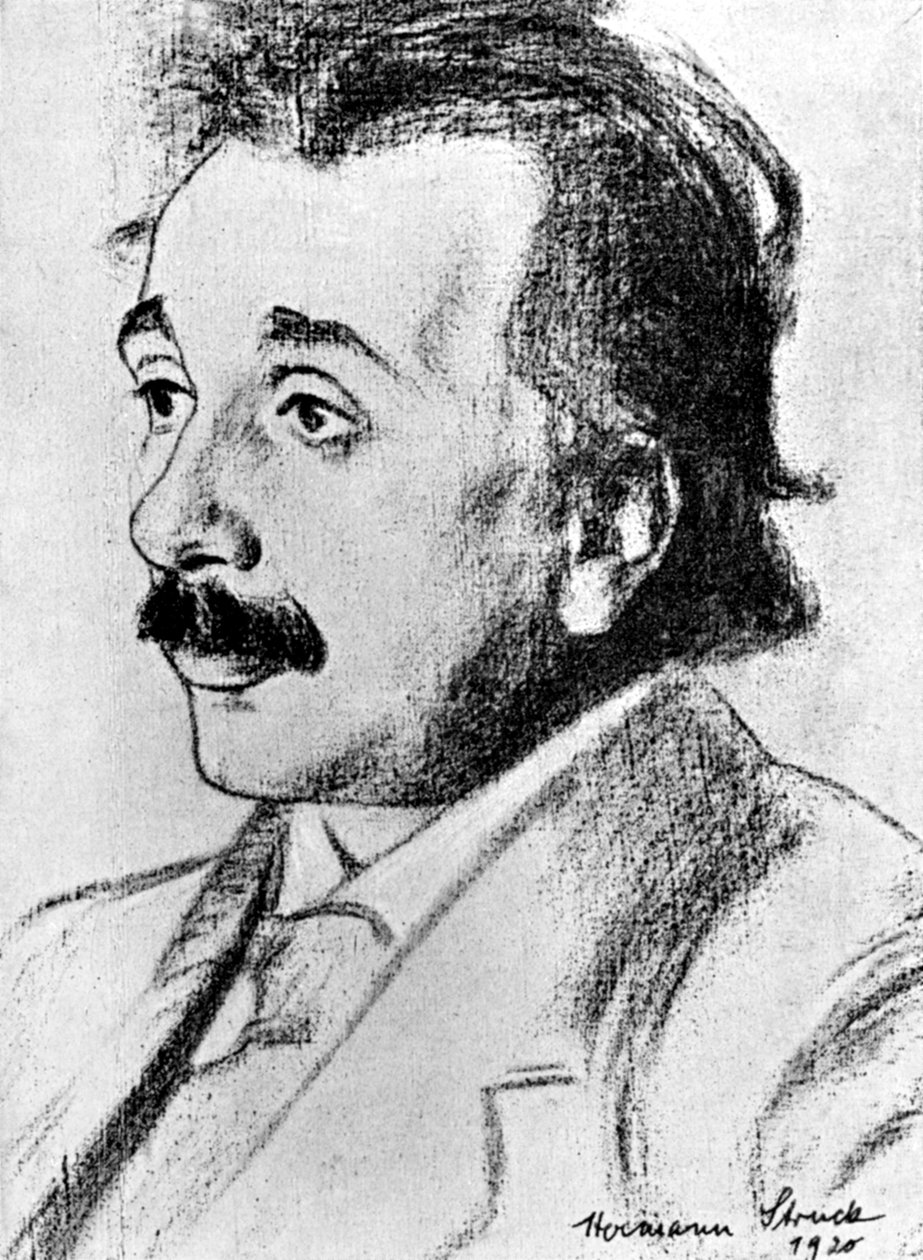 アルバートアインシュタイン1879〜1955年、ドイツスイスの数学者および理論物理学者、1920年 作： ヘルマン・ストラック
