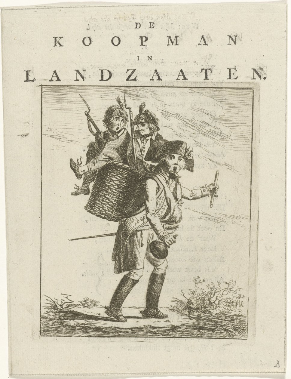 歌のシートと兵士との漫画 ウィレム V の漫画 Landzaaten の商人 (オブジェクトのタイトル) 作： ヘルマナスジブ