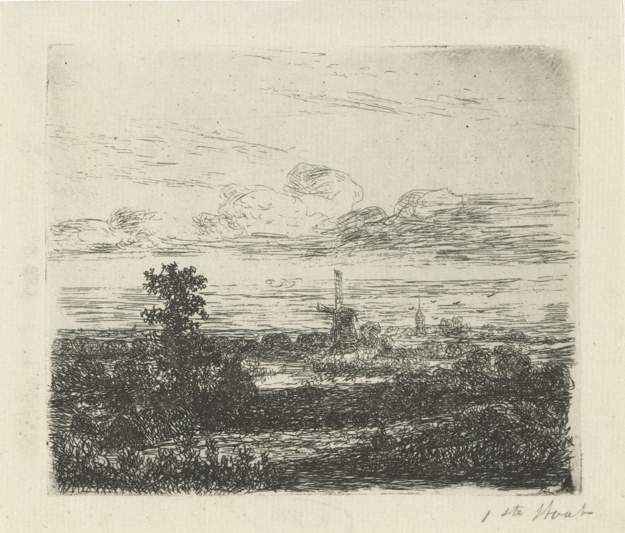 風車のある風景 作： Hermanus Jan Hendrik van Rijkelijkhuysen