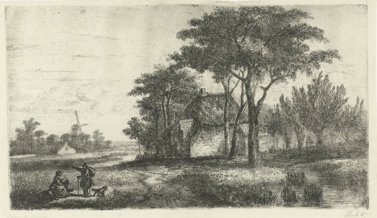 ハイカーのある風景 作： Hermanus Jan Hendrik van Rijkelijkhuysen