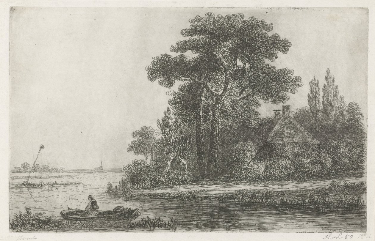 ビーコンのある川の風景 作： Hermanus Jan Hendrik van Rijkelijkhuysen