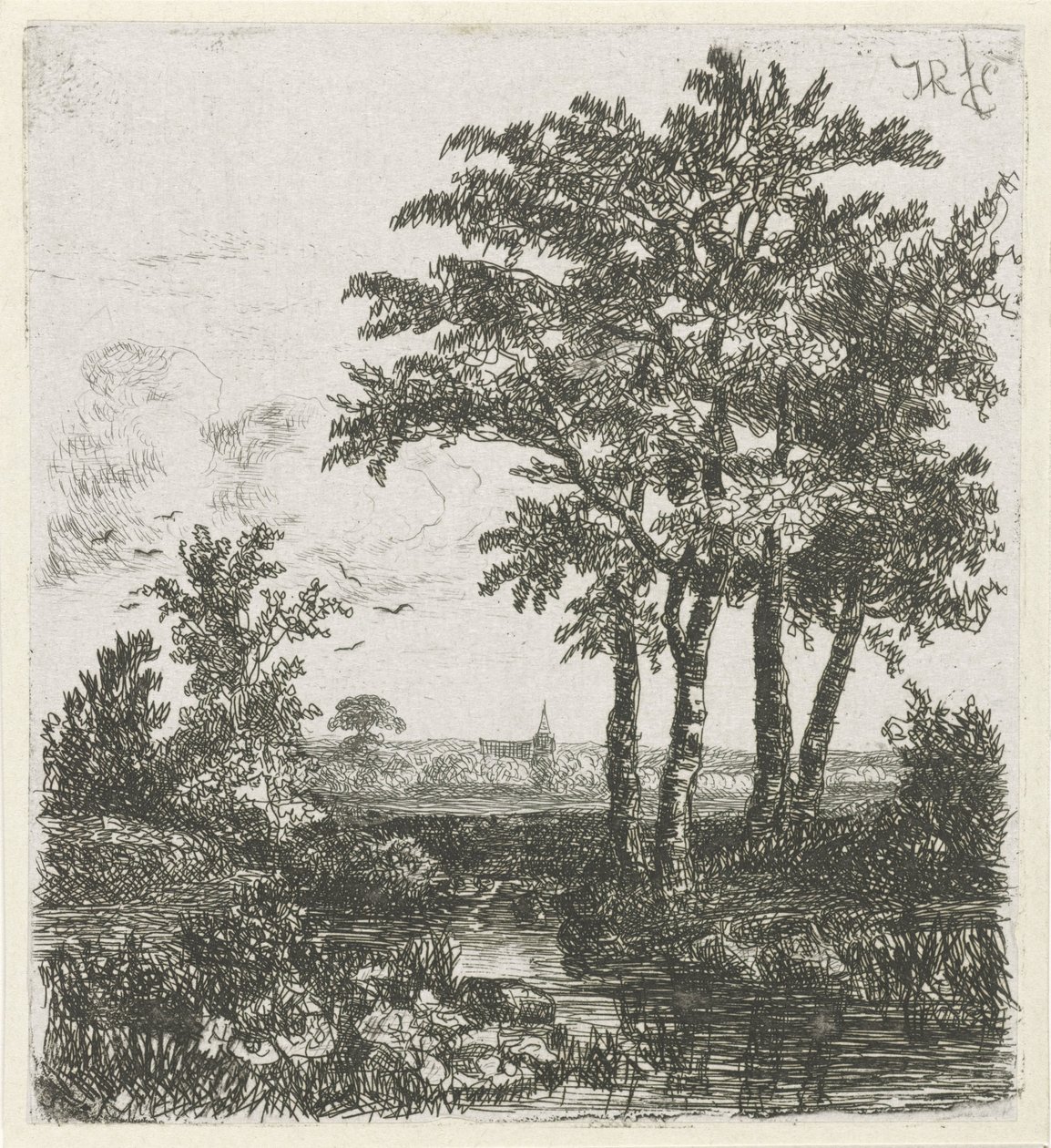 溝に 4 本の木 作： Hermanus Jan Hendrik van Rijkelijkhuysen