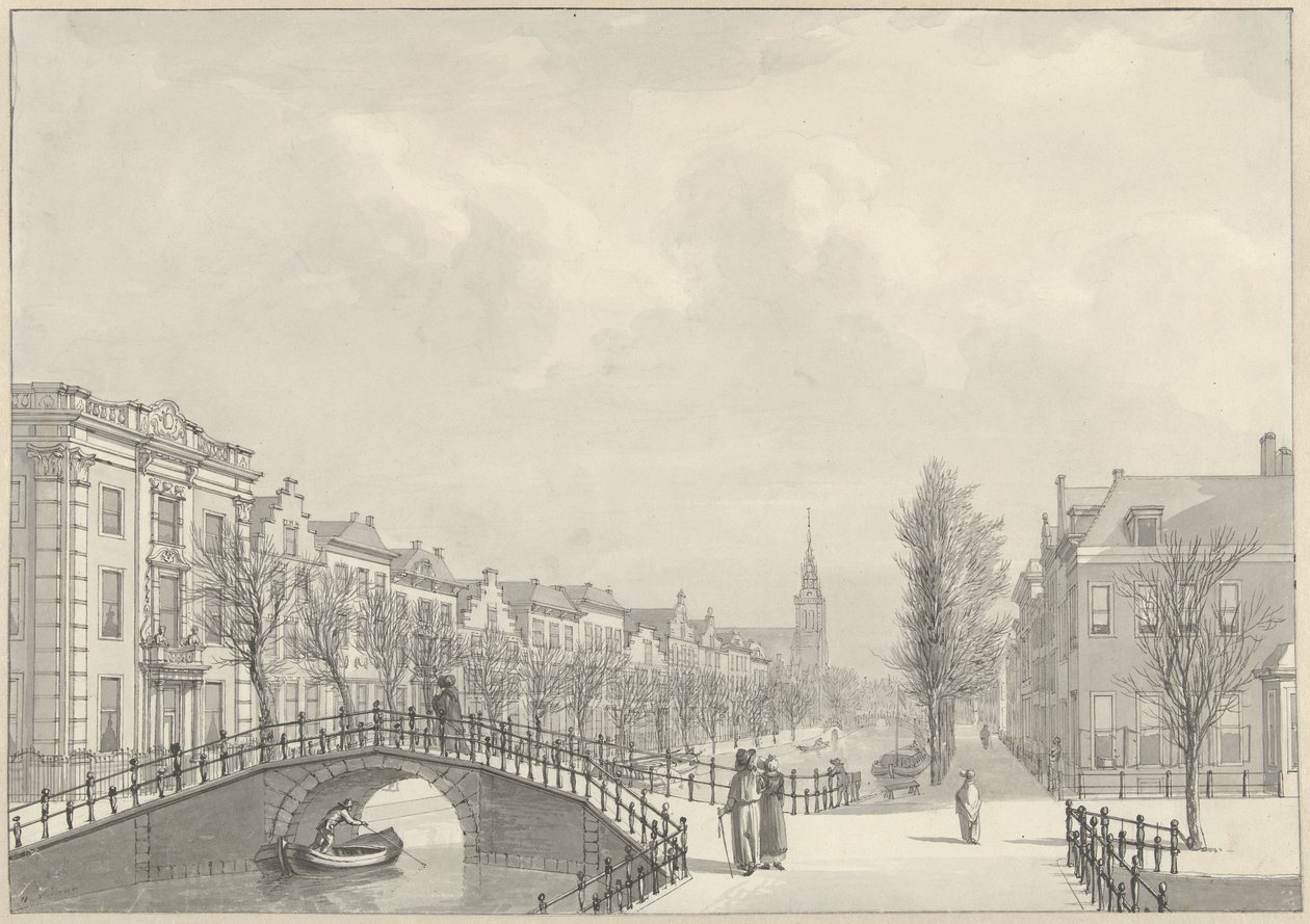 1807年、ニーウステーク橋から見たライデンのラーペンブルクの眺め 作： ハーマヌスヌマン（アーティストによる署名）