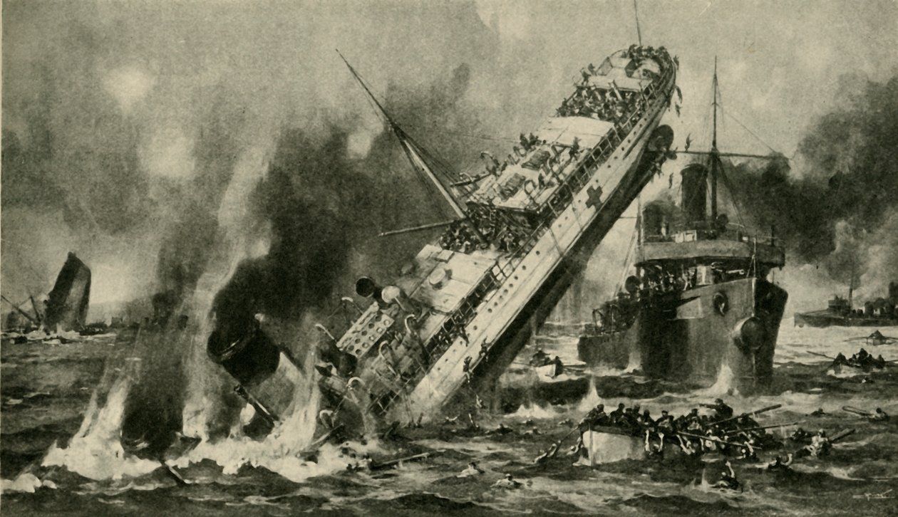 アングリアの沈没、第一次世界大戦、1915年11月17日、c1920。 作： ヘルマナス・ウィレム・コッコエク