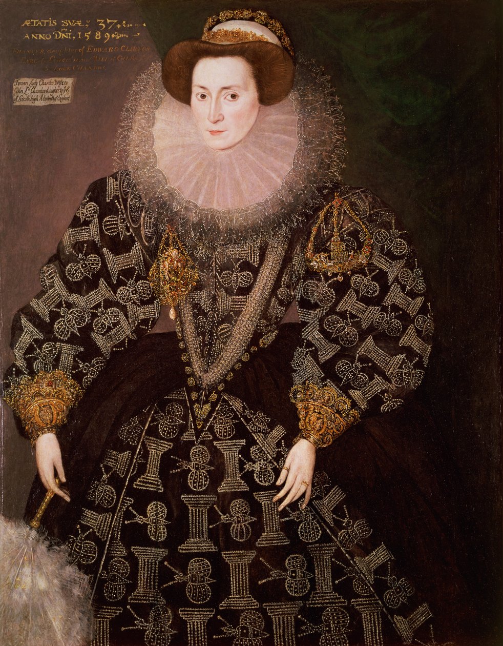 Frances Clinton、Lady Chandos（1552-1623）、1589（キャンバスから油彩をパネルから移した） 作： ヒエロニムス・クストディス