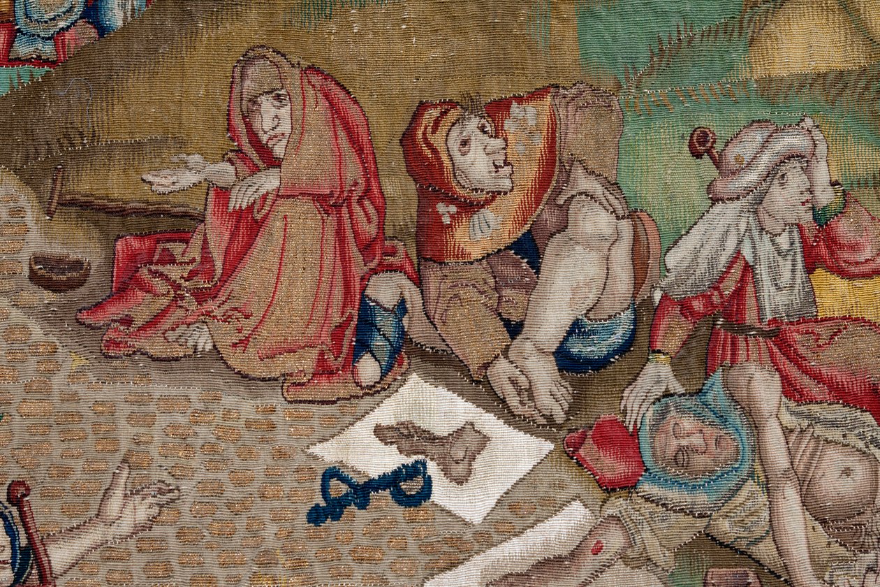 ヒエロニムス・ボスの作品に着想を得たタペストリー、1560年頃（金、銀、絹、羊毛） 作： ヒエロニムス（後）ボッシュ