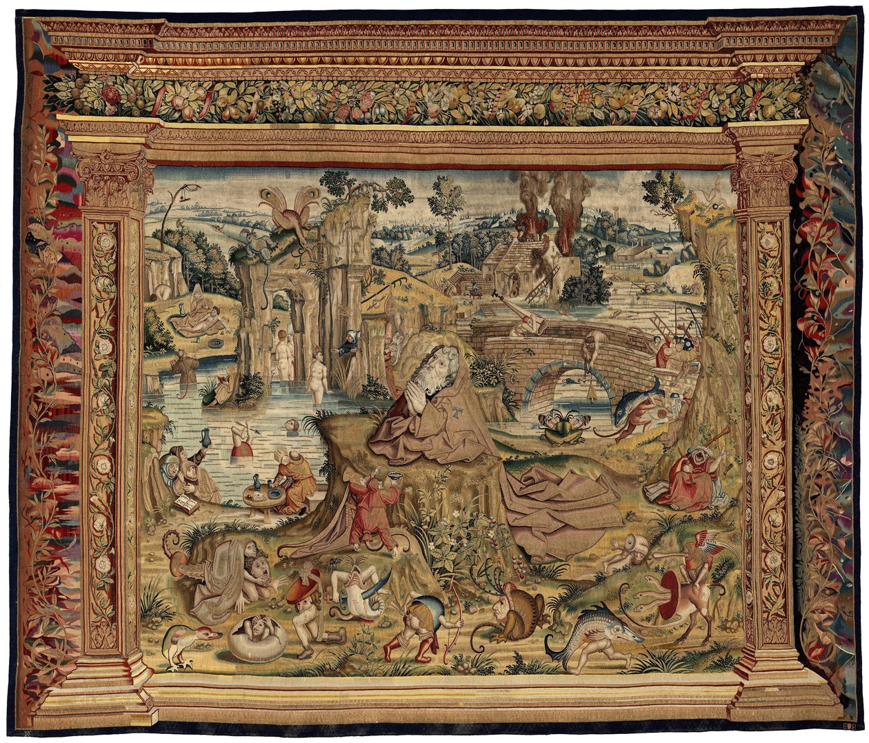 ヒエロニムス・ボスの作品に着想を得たタペストリー、1560年頃（金、銀、絹、羊毛） 作： ヒエロニムス（後）ボッシュ