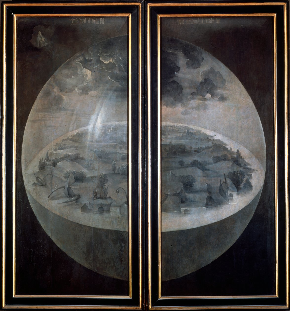 世界の創造、三連祭壇画の扉密かな喜びの庭、c1500 作： ヒエロニムス・ボッシュ