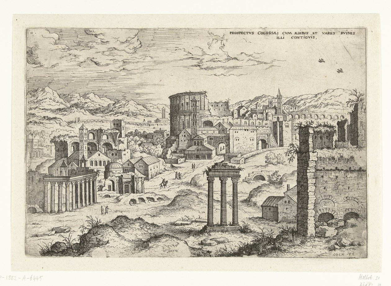 Gezicht op het Forum Romanum (オブジェクトのタイトル) ローマの遺跡（シリーズタイトル） 作： ヒエロニムスコック