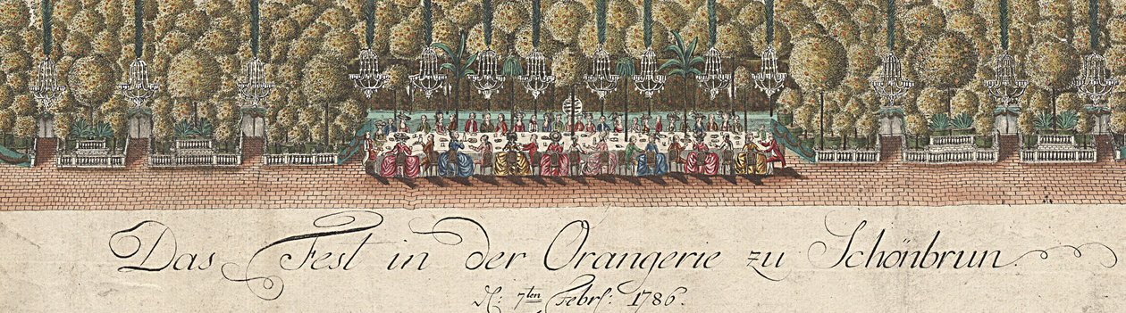 ドイツ語：シェーンブルン宮殿のオランジェリーでのパーティー - 1786年2月7日 作： ヒエロニムス・ロッシェンコール