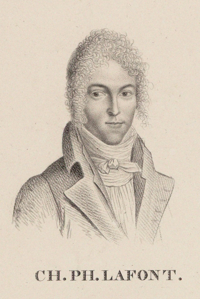 ヴァイオリン奏者で作曲家のシャルル・フィリップ・ラフォンの肖像（1781～1839年）。 作： Hilaire Ledru