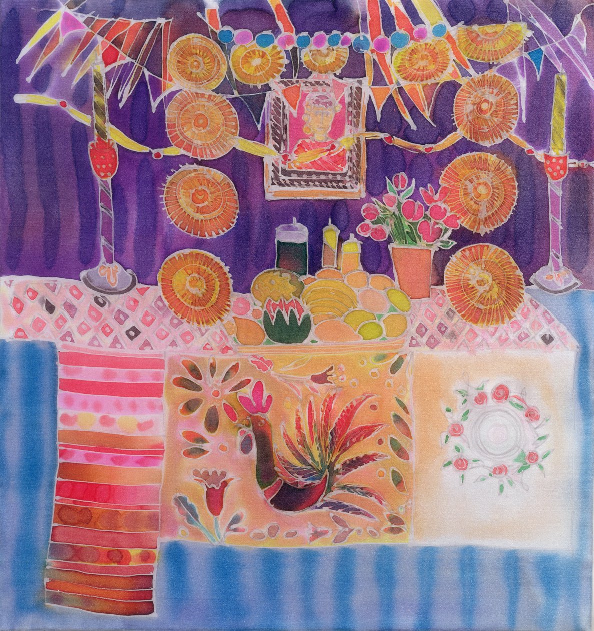 フリダカーロのいるメキシコの神社、2006年（絹に染まる） 作： ヒラリー・サイモン