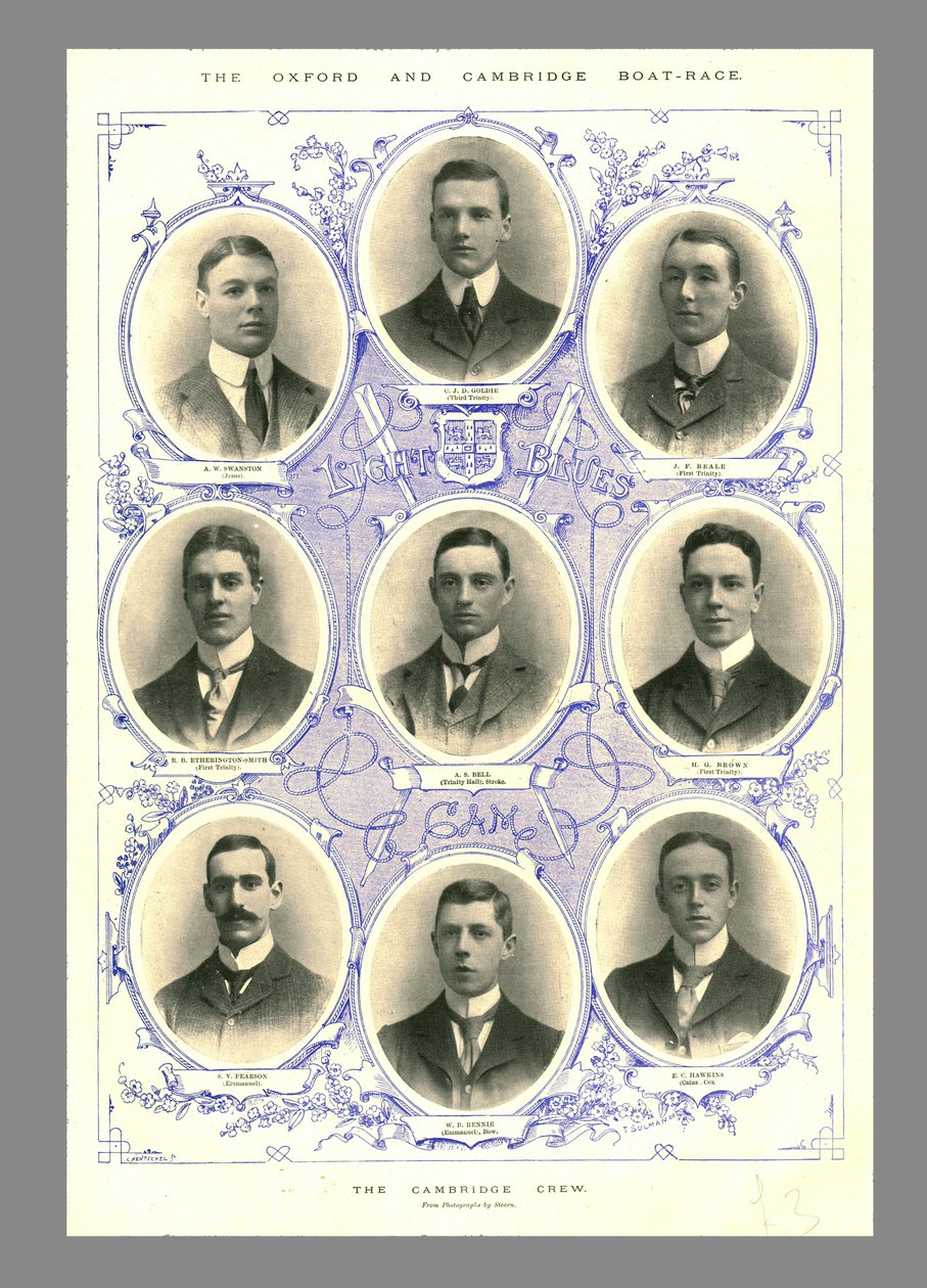 ケンブリッジクルー、オックスフォード、ケンブリッジボートレース、1898年。 作： ヒルズアンドサンダース