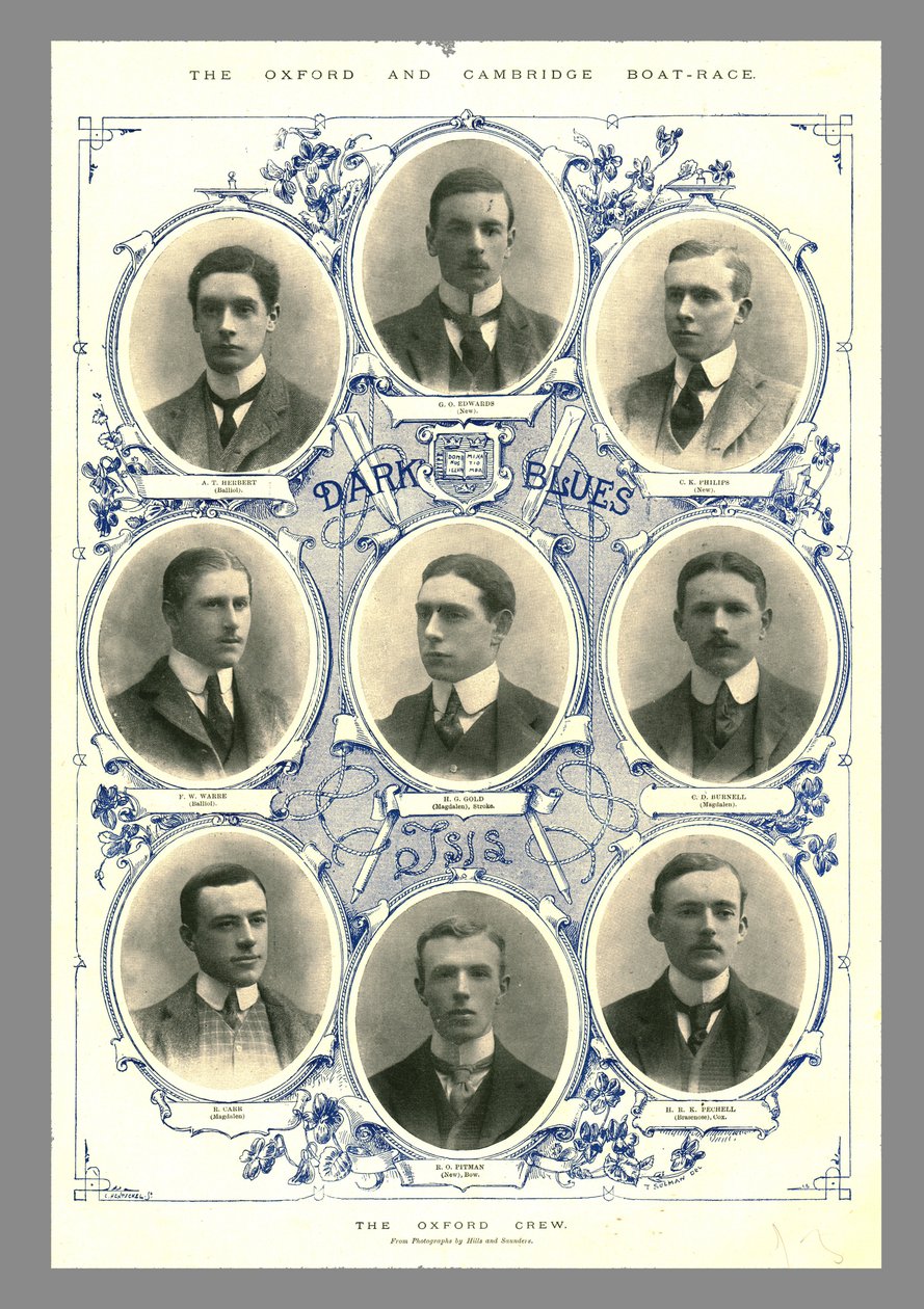 オックスフォードクルー、オックスフォード、ケンブリッジボートレース、1898 作： ヒルズアンドサンダース