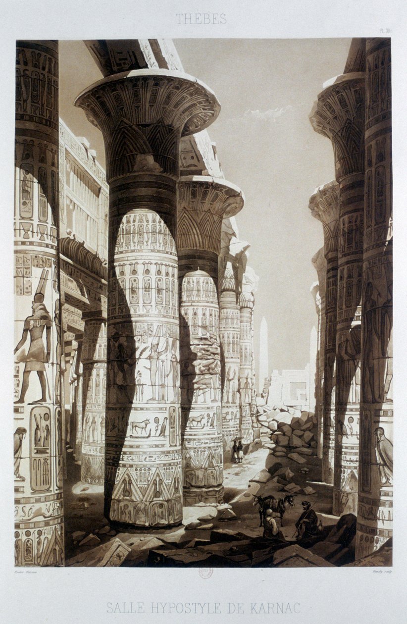 「Hypostyle Hall、テーベ、カルナック」、エジプト、1841 作： Himely