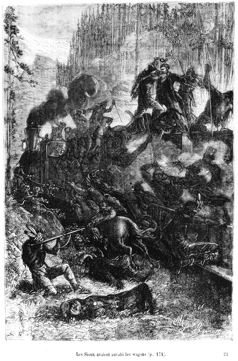 19世紀後半のジュールヴェルヌ（1828-1905）による「80日間の世界一周」のイラスト 作： ヒポリットレオンベネット