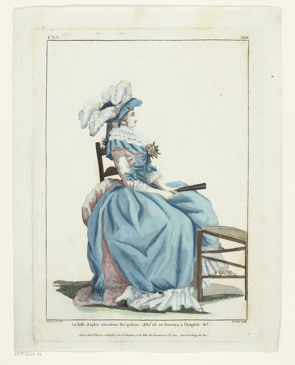 フランスのファッションと衣装のギャラリー 1787, TTT.388: 待っている美しいソフィー... 作： Hippolyte LeBas
