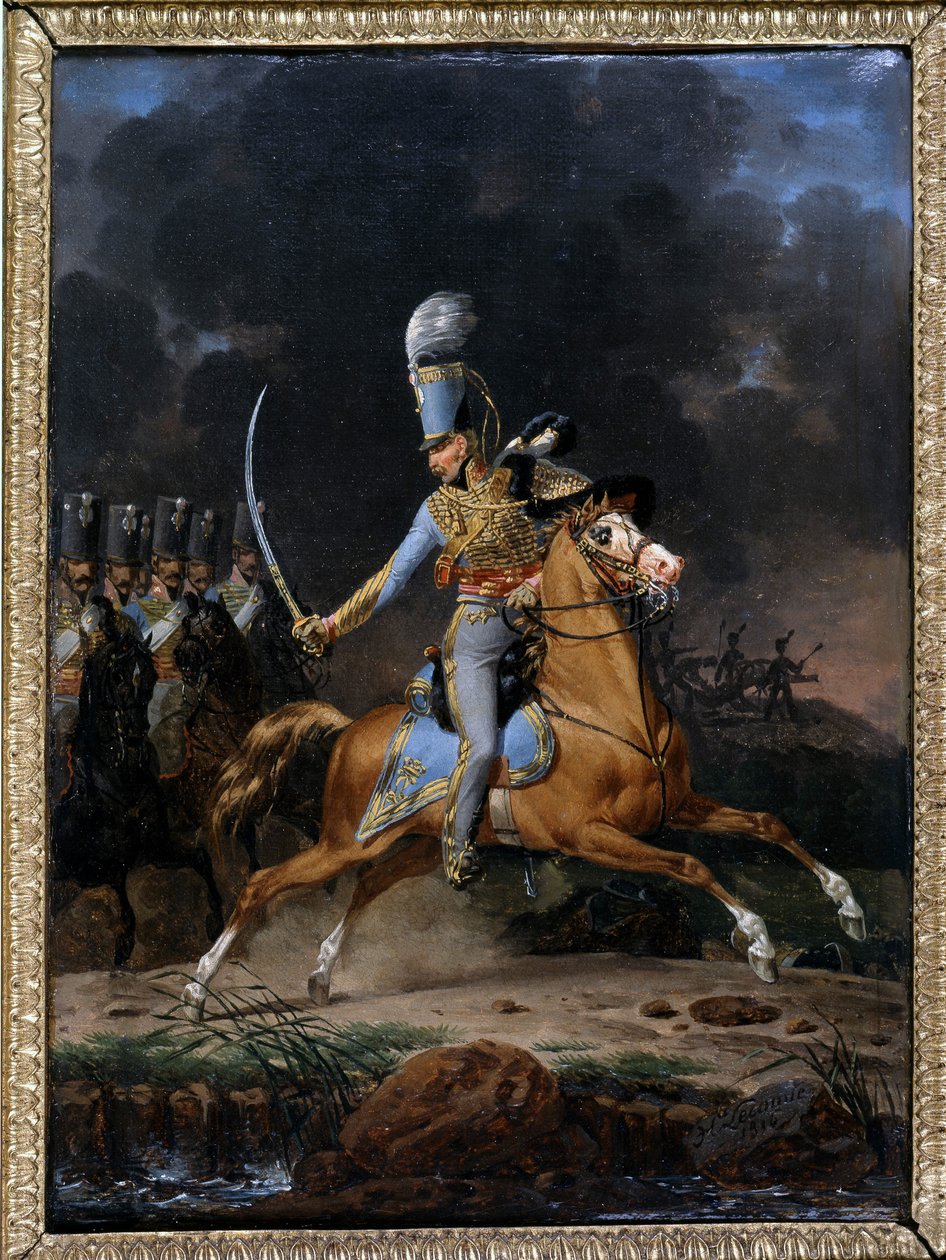 ド・ユサール大佐 1815-1816年頃。ルコントによる絵画（1816年）。コレクション「往年の兵士たち」よりパリ 作： ヒポリットルコント