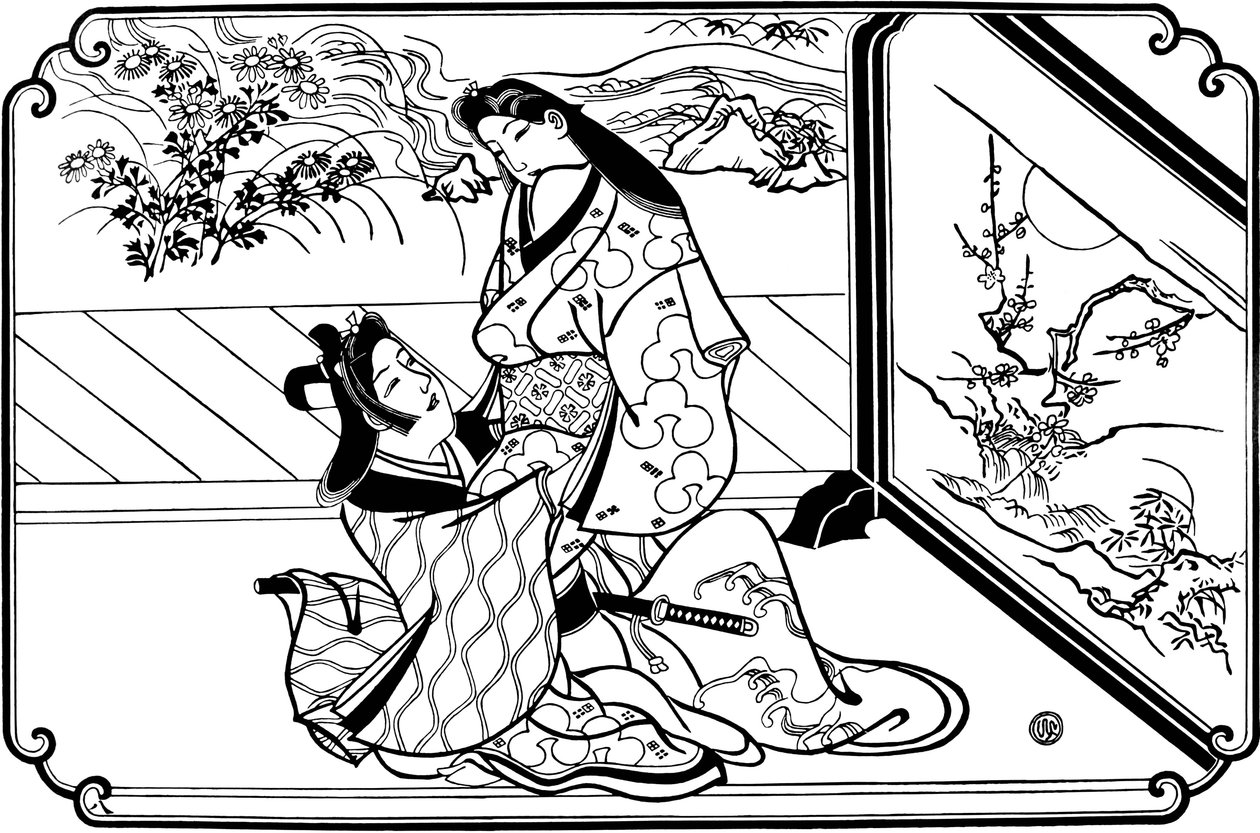スクリーンの裏側、1680年代。 作： 菱川師宣