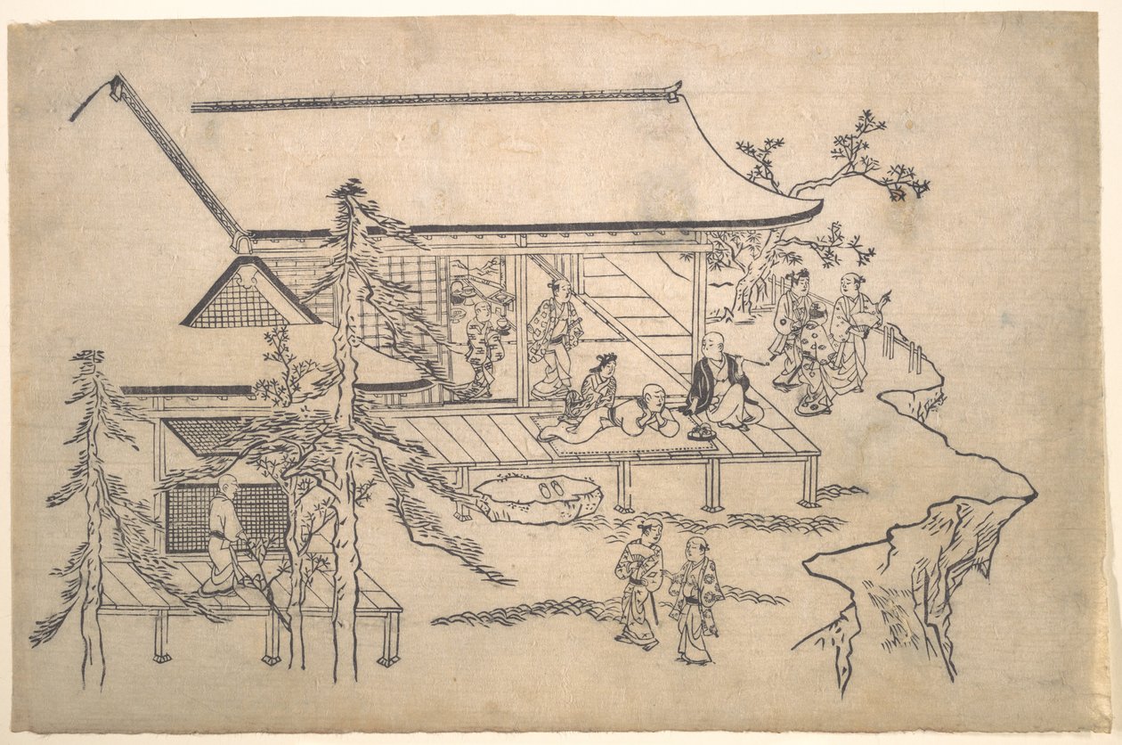 花見の情景 作： 菱川師宣